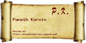 Paneth Korvin névjegykártya